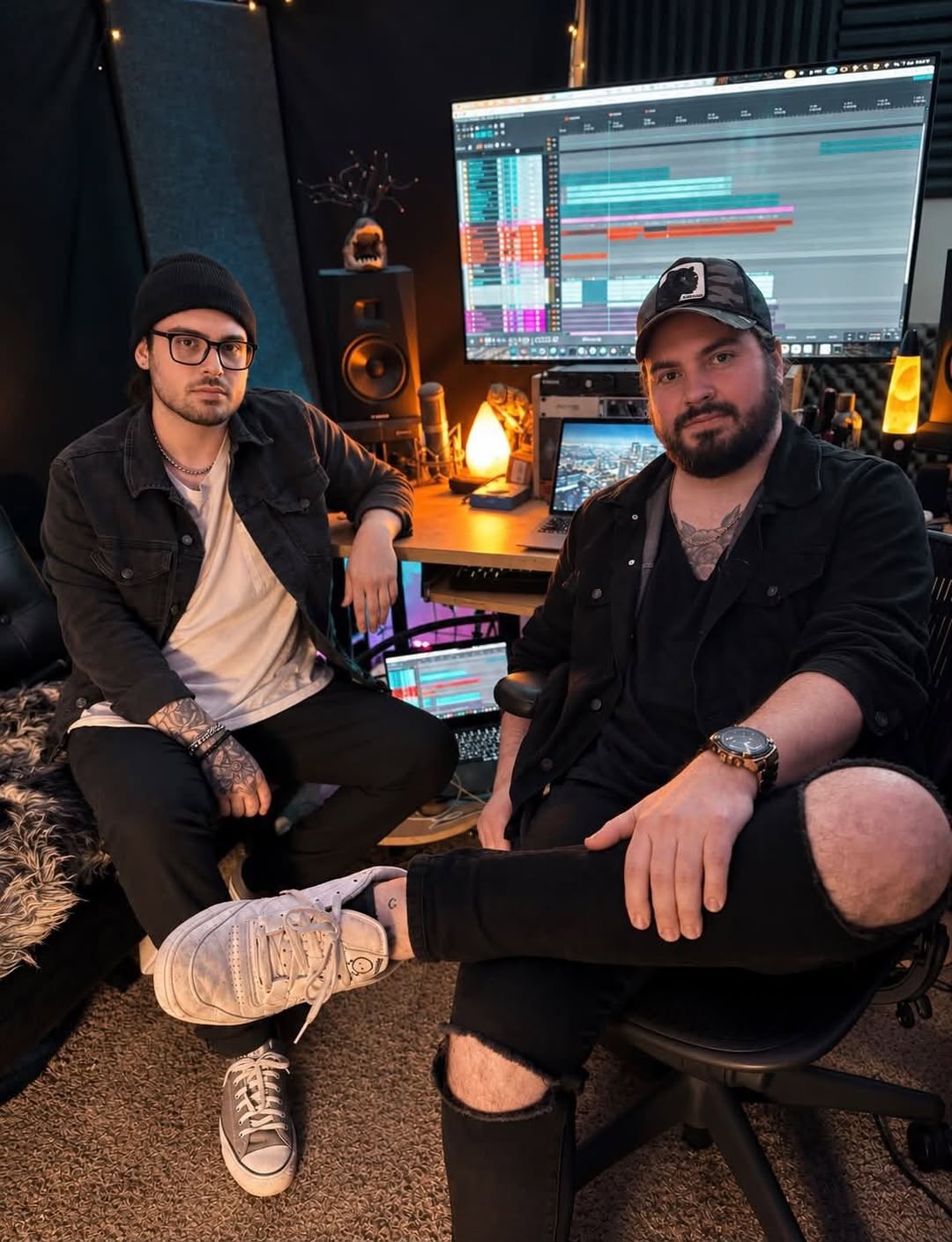 Gino Sgambelluri and Tyler Ruehl in the Blackgateco recording studio